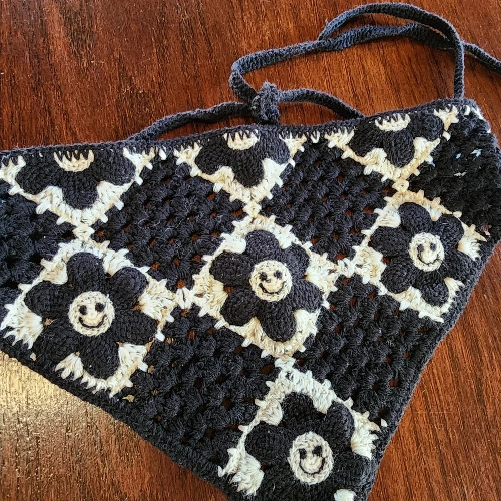 Crochet Hair Scarves Lot 3 Hippie Cottage Boho Festival Fairy Cute Smiley Face - Picture 3 of 6